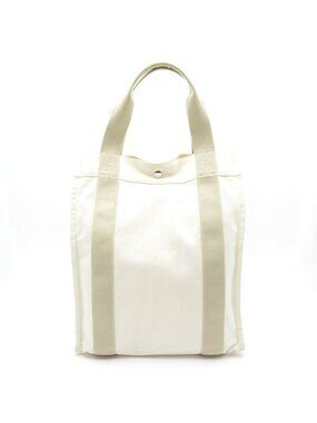 Hermes Sac de Plage Nomade PM Canvas Tote Beige White